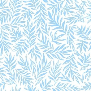 light blue and white Inky Flowing Leaves Silhouettes - Small Scale