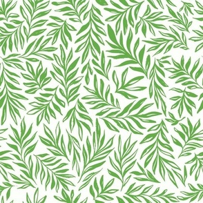 Light green and white Inky Flowing Leaves Silhouettes - Large Scale