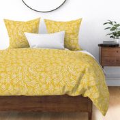 pastel yellow Inky Flowing Leaves Silhouettes - Large Scale