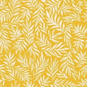 pastel yellow Inky Flowing Leaves Silhouettes - Large Scale