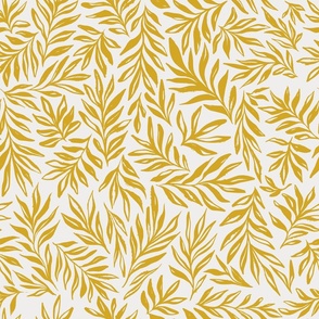neutral yellow Inky Flowing Leaves Silhouettes - Large Scale