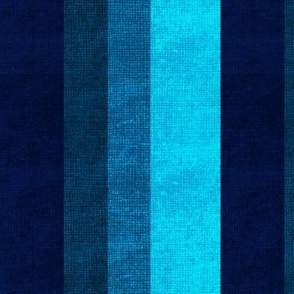 Cabin core rustic faux Burlap hessian textured woven stripes 12” repeat gentle  blue  hues and dark  blue, indigo blue and turquoise