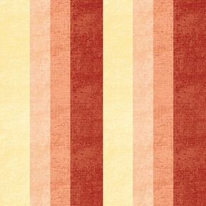 Cabin core rustic faux Burlap hessian textured woven stripes 12” repeat gentle pastel hues and red, pale coral, pale pink, pale yellow 