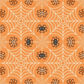 Lucky clover cobweb with happy halloween spiders orange_L large scale for bedding