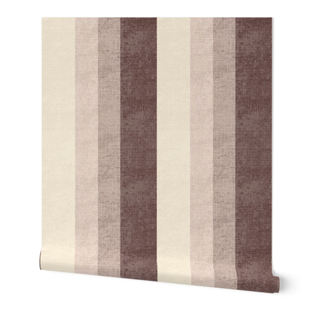 Cabin core rustic faux Burlap hessian textured woven stripes 12” repeat gentle pastel hues cream cornsilk , beige desert, brown, pale pink 