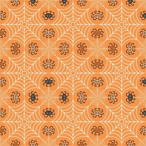 Lucky clover cobweb with happy halloween spiders orange_M medium scale for pillows_new