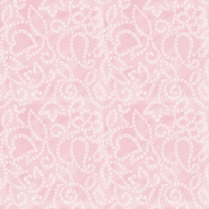 Distressed Pink Floral Scroll Blockprint 8x8
