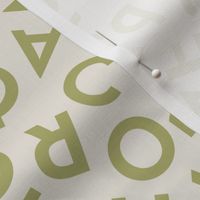 Tossed alphabet ABC - minimalist text mid-century retro font typography back to school design matcha green on ivory 