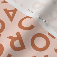 Tossed alphabet ABC - minimalist text mid-century retro font typography back to school design burnt orange on blush 