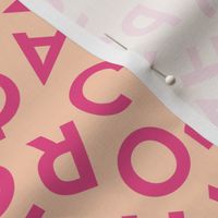 Tossed alphabet ABC - minimalist text mid-century retro font typography back to school design burnt barbie pink on blush 