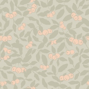 Large garden berries in sage green and pink