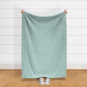 Large hand drawn raindrops in teal green and white