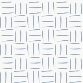 Large minimalistic basket weave in white and muted blue