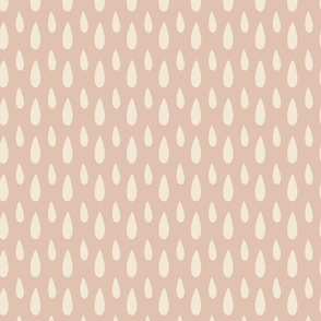 Large hand drawn raindrops in honey gold with a mauve background