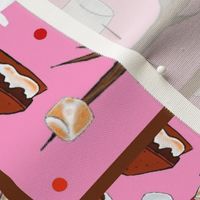 Large 27x18 Fat Quarter Panel I'm a Hot Mess Campfire S'mores on Pink for Wall Hanging or Tea Towel
