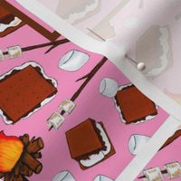 14x18 Panel I'm a Hot Mess Campfire S'mores on Pink for Small Wall Hanging or Hand Towel