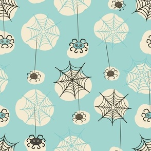 Happy Halloween Spider vintage blue_M medium scale for pillows N