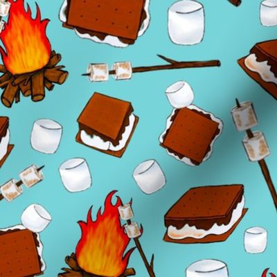 Large Scale Campfire S'mores on Pool Blue