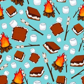 Large Scale Campfire S'mores on Pool Blue