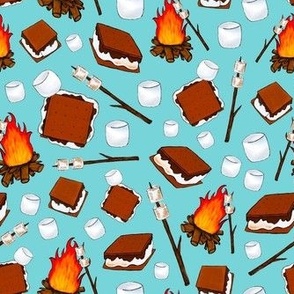Medium Scale Campfire S'mores on Pool Blue