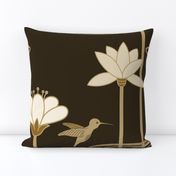 Hummingbird Lotus Waterfall Earth Tones, Brown and Tan