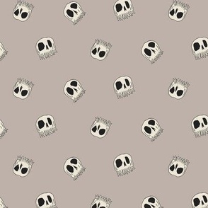 Ditsy Flowering Skulls on Gray