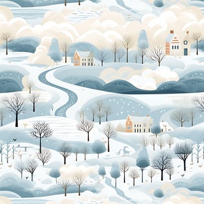 Snow Covered Countryside Scene