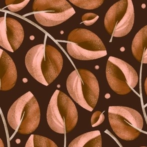Coffee brown leaves on chocolate background