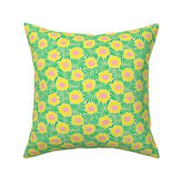 Climbing Flowers V4: Pastel Sunshine Abstract Retro Floral Flower Power in Yellow, Pink and Green - Small
