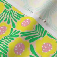Climbing Flowers V4: Pastel Sunshine Abstract Retro Floral Flower Power in Yellow, Pink and Green - Small