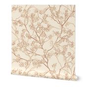 neutral winding branches with leaves on a beige background - large scale