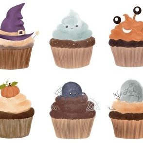 Spooky halloween cupcakes watercolor