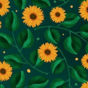 Little Sunflowers green 