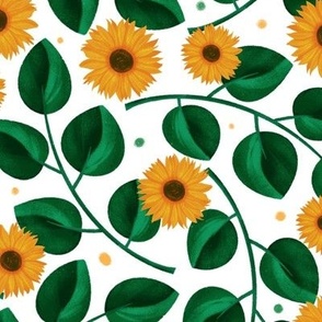 Little Sunflowers green/white