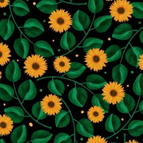 Little Sunflowers green\dark
