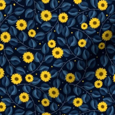Little Sunflowers blue\dark (small scale)