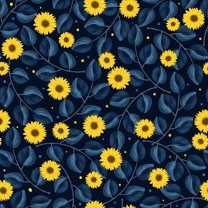 Little Sunflowers blue\dark (small scale)