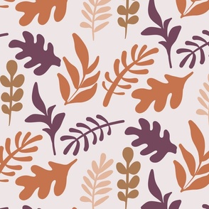Minimalistic Leaf Shape Pattern In Warm Autumn Colors Smaller Scale