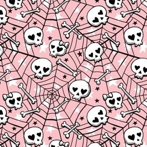cute hand-drawn skulls halloween blush pink small scale