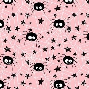 cute hand-drawn spider halloween blush pink small scale