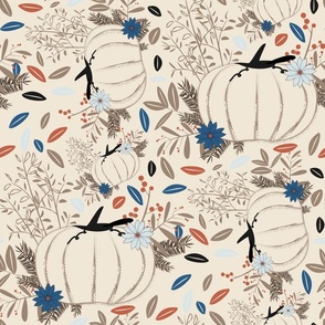 Fall Tracks | Autumn Leaves, Pumpkins, Florals | Medium Scale