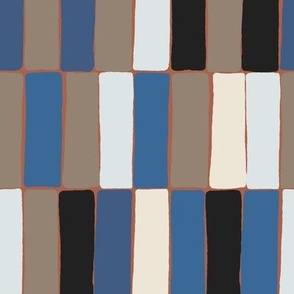 Elongated Tiles - Autumn Cool rust blue black neutral