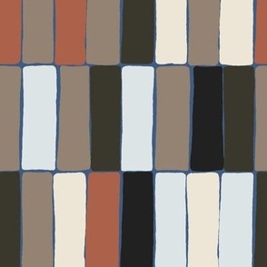 Elongated Tiles - Warm Autumn rust blue black neutral TextureTerry