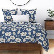 Cosy floral home decor.  Navy Blue flowers Beige fall.