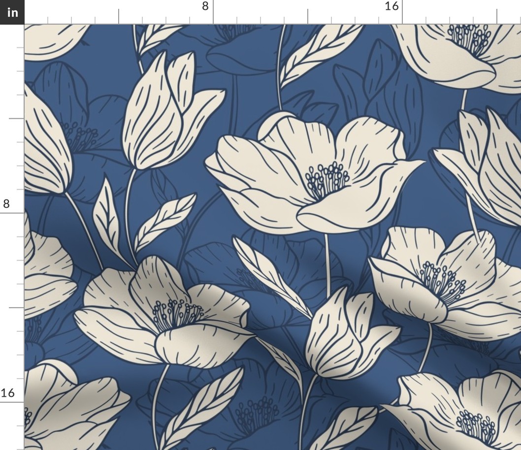Cosy floral home decor.  Navy Blue flowers Beige fall.