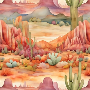 Watercolor Southwest Desert Scene