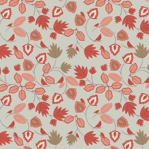 Boho-Birds-Floral-Red-Pink-GrayGreen-Small