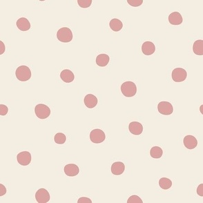 Confetti Polka Dot dusty pink on cream background 9in