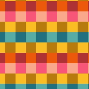 Sunset Grid / Bright Colorful Checkers