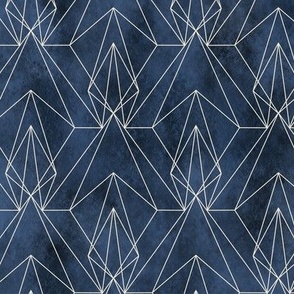 geometric line-art on textured blue background